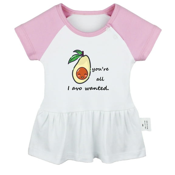 iDzn You're All I Avo Wanted Novelty Avocado Dresses For Baby, Newborn Babies Skirts, Infant Princess Dress, 0-24M Kids Graphic Clothes (Pink Raglan Dresses, 0-6 Months)