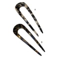 thumbnail image 3 of ZUARFY U Shaped Hair Pin Fork Sticks with 2 Prongs French Style Vintage Acetate Tortoise Shell Hairpins Updo Chignon Pin for Women Girls Long Thick Hairstyle Accessories, 3 of 14