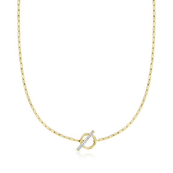 Ross-Simons 0.25 ct. t.w. Diamond Paper Clip Link Toggle Necklace in 18kt Gold Over Sterling, Women's, Adult