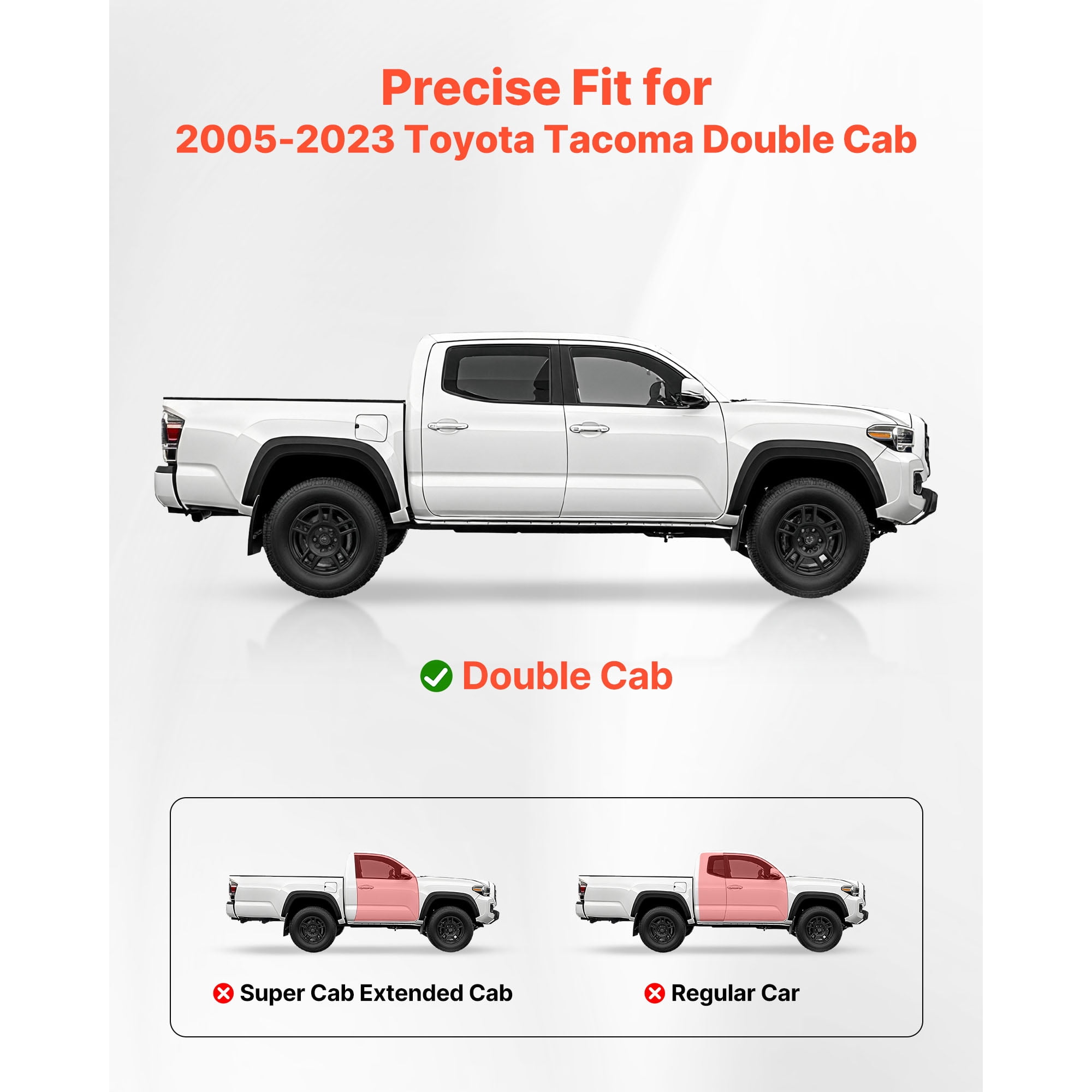 KFFKFF 6-Inch Side Steps for 2005-2023 Toyota Tacoma Double Cab, Black Carbon Steel Nerf Bars, 550 lbs Capacity, Durable Non-Slip Surface with Anti-Rust Coating