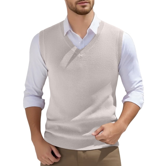 Men's Sleeveless Knitted Vest V-Neck Spring Plain Lightweight Workout Tank Top