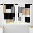 thumbnail image 4 of Geometric Beige Kitchen Curtains 36 Inch Length Black Grey White Window Short Tier Curtains Over Sink Set of 2, Modern Abstract Art Small Kitchen Decor 26x36 Inch, 4 of 7