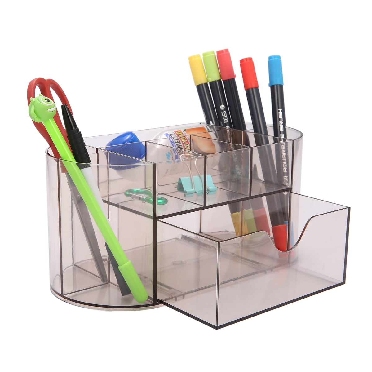 Caveen Organizer Caddy Pen Holder Pencil Desk Supplies Multi Functional Office Supplement Brown