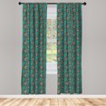 thumbnail image 4 of Ambesonne Brown and Blue Window Curtains, Retro Curly Leaves, Each 28" W x 63" L, Turquoise Umber, 4 of 4