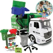 Crazy Truck 1:16 Recycling Garbage Truck Toy with Lights, Sounds, Tools & Flash Cards for Kids