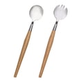 thumbnail image 3 of 2pcs and Fork Set Stainless Steel Wooden Handle Salad Servers Flatware Fruit Cutlery Kit Tableware, 3 of 7