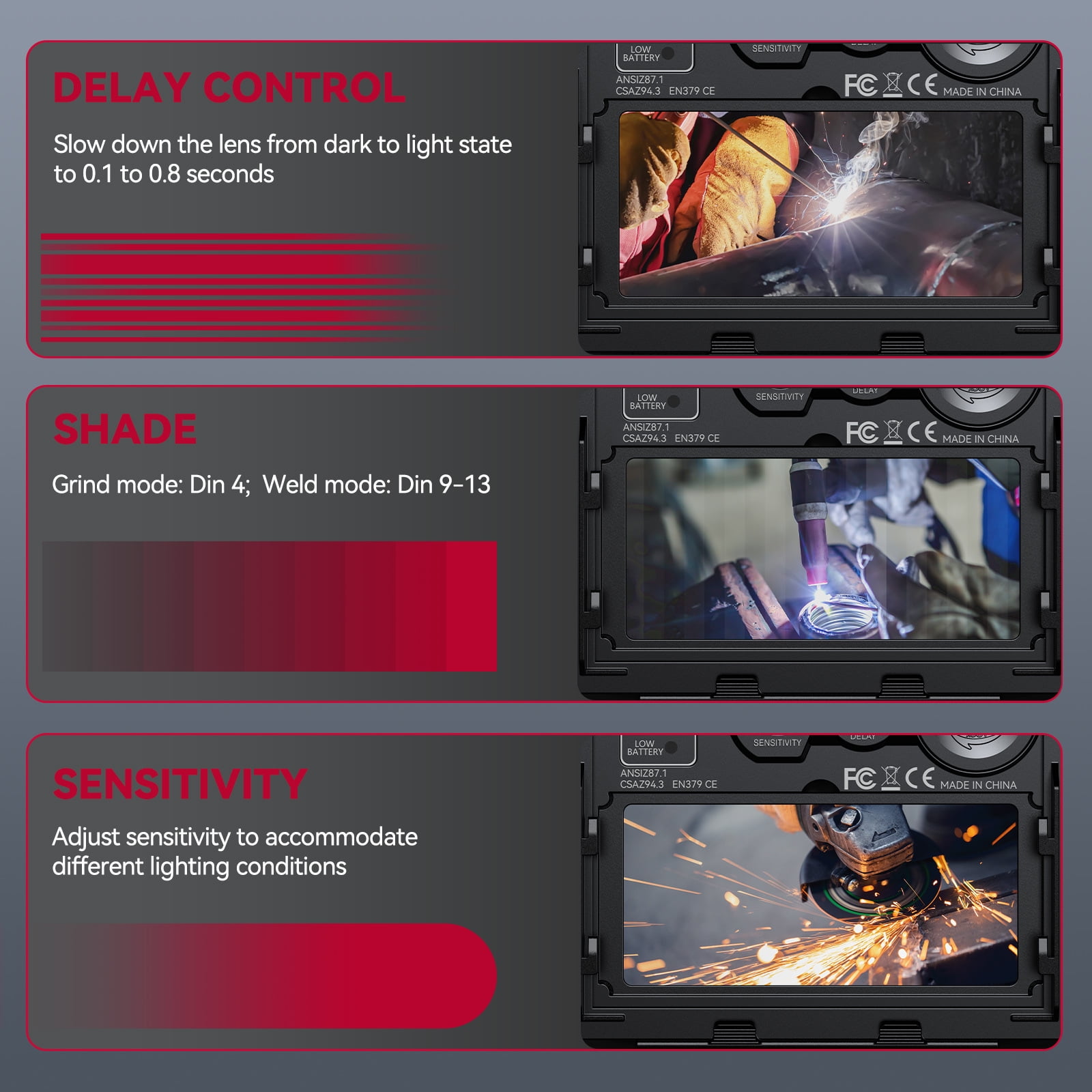 ARCCAPTAIN Top-Tier Optical Clarity Welding Helmet, 1/1/1/1 True Color Rating, Suitable For Tig/Mig/Arc Welding, Reduces Eye Strain