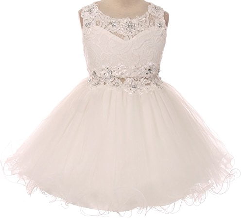 BNY Corner - Flower Girl Dress Mini Dress Rhinestone Neck & Waist for ...