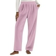thumbnail image 3 of Wiyuqeen Women's Fuzzy Lounge Pants Comfy Warm Fleece Flannel Pajama Warm Elastic Waist Wide Leg Bottoms Solid Sleepwear with Pocket, 3 of 6