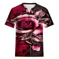 thumbnail image 4 of pstuiky Women Fashion Casual Printing Shirts Short Sleeve Loose Tee Tops V Neck Blouse Hot Prices, 4 of 5