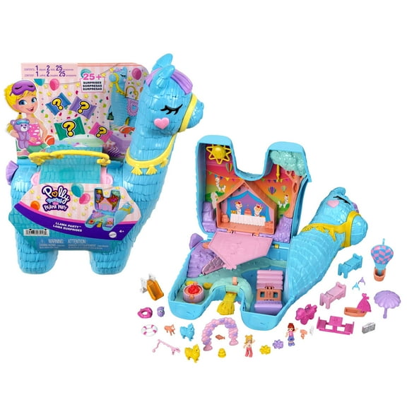 Polly Pocket Large Llama Party Compact, Animal Toy with 2 Micro Dolls [Walmart Exclusive]
