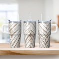 thumbnail image 2 of 20oz Double Wall Insulated Coffee Travel Mug with Handle, Geometric Design Stainless Steel Tumbler Leak-Proof with Straw, 2 of 5