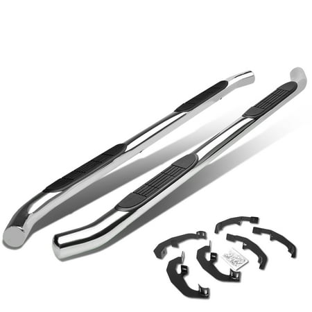 For 2019 Chevy Silverado 1500 Crew Cab Pair Polished Stainless Steel 3'' OD Round Tubing Side Step Nerf Bar Running