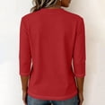 thumbnail image 4 of Womens Tops 3/4 Sleeve Shirts Round Neck Loose Casual Blouses Solid Color Tshirts Red 2XL, 4 of 6