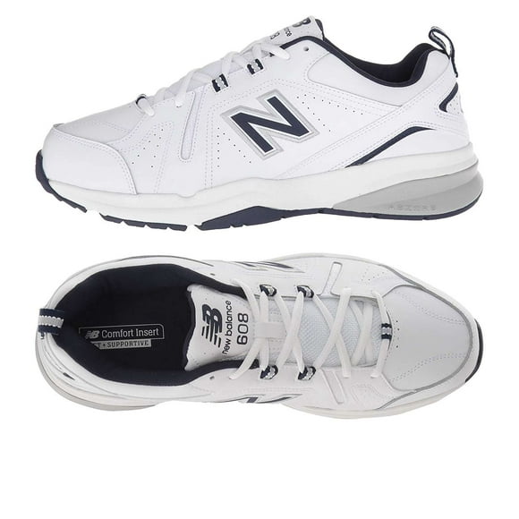 New Balance Men's 608 V5 Casual Comfort Cross Trainer, White/Navy, 11 W US