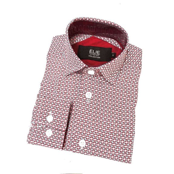 Red White Neat Short Sleeve Shirt by Elie Balleh - RED, 4