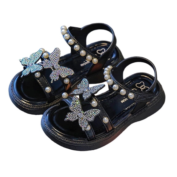 HomeGardon Sandals for Girls Summer Girls' Sandals Soft Soled Beach Shoes Fashionable and Versatile Sandals Sweet and Stylish Bow Princess Shoes