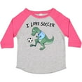 thumbnail image 3 of Inktastic I Love Soccer-dinosaur in Blue Boys or Girls Toddler T-Shirt, 3 of 5