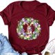 thumbnail image 4 of Puntoco Mujeres Casual Carta Impresión Mangas Cortas O-Cuello Camiseta Suelta Blusa tops Puntoco Puntoco-3231, 4 of 5