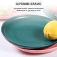 thumbnail image 3 of 1pc Coloured Ceramic Tableware Western Steak Plate Microwave Oven Available Ceramic Food Plate Round Shape (Dark Green 8 Inches), 3 of 9