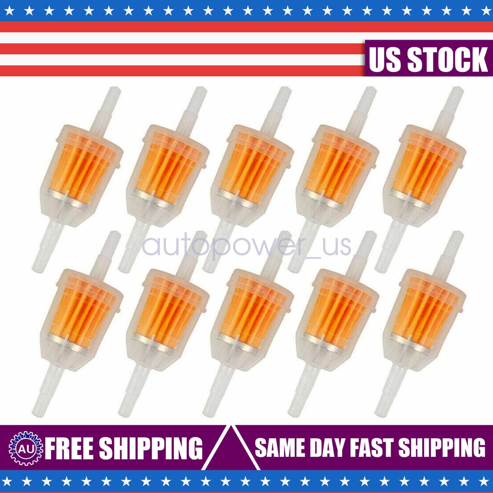 10PCS Motor Inline Gas Oil Fuel Filter Small Engine For 1/4'' 5/16