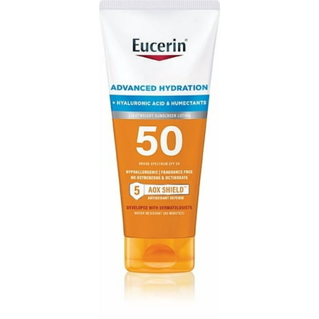 Eucerin Sun, Advanced Hydration Lightweight Sunscreen Lotion, Adult, SPF 50, 5 fl oz