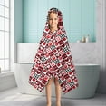 thumbnail image 6 of Red and Black Christmas Love Pattern Hooded Bath Towel，50"x30" for Ages 3 To 12 Kids, Quick Dry Lightweight Soft Microfiber Hood Beach Towel Cover Up for Kids, 6 of 7
