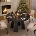 thumbnail image 2 of QinaQin 47-Inch Round Dining Table Seats 4-6 People. It Features a Farmhouse-Style Wooden Kitchen Table with Four Sturdy Legs. Grey Round Design Is Suitable for Both Dining and Living Rooms, 2 of 7