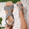 thumbnail image 2 of hopeusnice Braided Crisscross Strap Elastic Slingback Flat Sandal Women Casual Summer Footwear Gray 38, 2 of 6