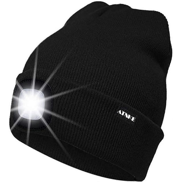 Lighted Beanie Cap Rechargeable Running Hat Ultra Bright 4 Led Waterproof Headlamp