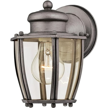 

Westinghouse 6468800 One-Light Antique Silver Finish with Clear Curved Glass Outdoor Wall Fixture