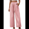 thumbnail image 3 of Pantalones Casuales para Mujer, Holgados, con Cordón, Cintura Alta, Pierna , para Playa y Bolsillos. Rosa L, 3 of 9