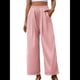 thumbnail image 3 of Pantalones Casuales para Mujer, Holgados, con Cordón, Cintura Alta, Pierna , para Playa y Bolsillos. Rosa XXL, 3 of 9