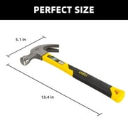 Deli 16-Ounce Claw Hammer with Fiberglass Handle, with Smooth Face & Shock Reduction Grip,Basic Hand Tool for DIY and Woodworking