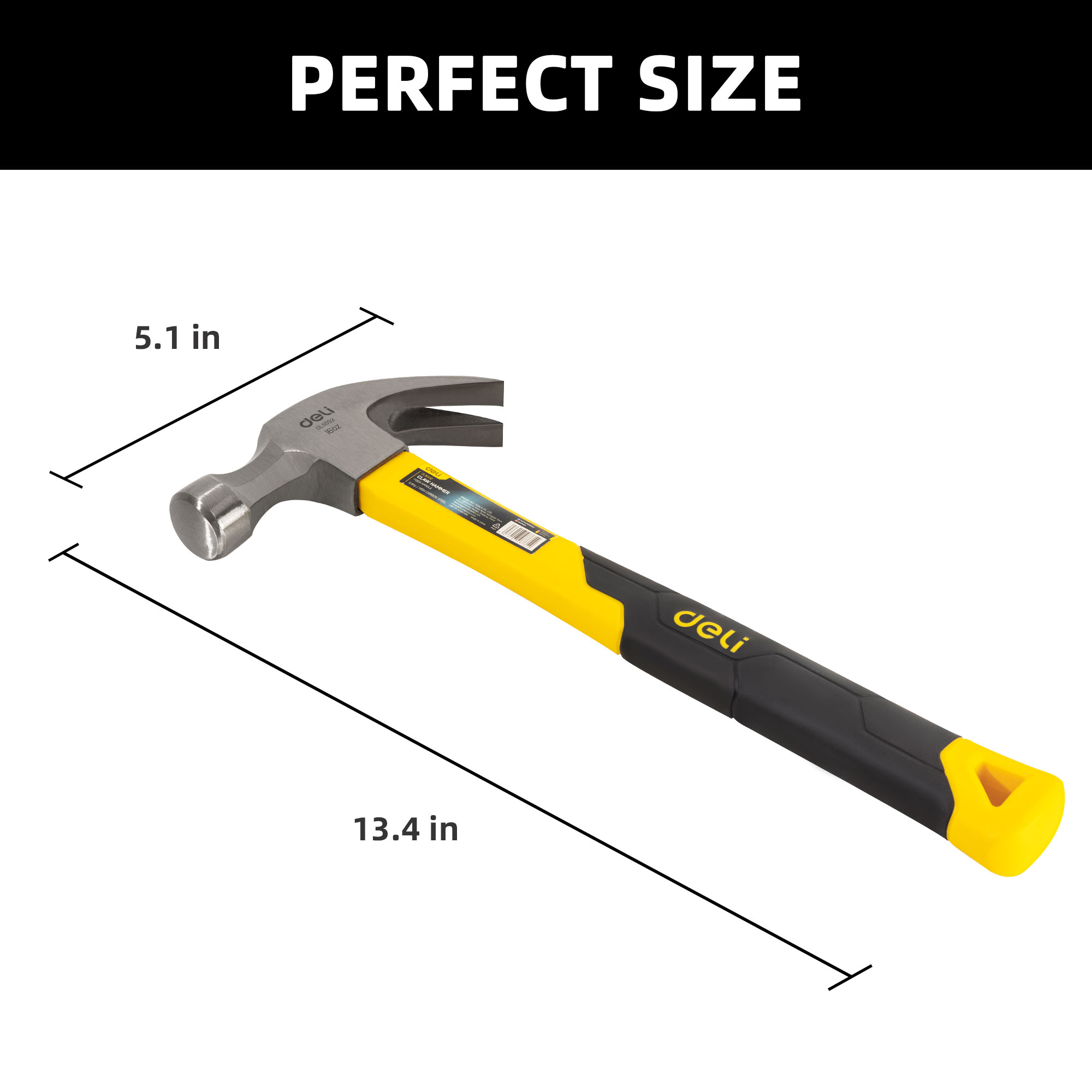 Deli 16-Ounce Claw Hammer with Fiberglass Handle photo 7
