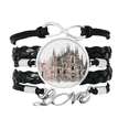 thumbnail image 1 of Milan Cathedral in Milan Italy Bracelet Love Accessory Twisted Leather Knitting Rope Wristband, 1 of 3