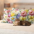 thumbnail image 3 of Spring Flowers Pillow Covers 2 Pack Vintage Watercolor Pink White Blue Purple Floral Leaf Pillowcase Waterproof Outdoor Throw Pillow Cover for Patio Balcony Rectangular Cushion 20”x12”, 3 of 9
