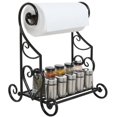 thumbnail image 1 of Estante de Listones para Especias y Toallas de Papel para la Cocina, dispensador de Toallas de Papel, servilletero con salero y pimentero, Hecho en Metal Color Negro, 1 of 3