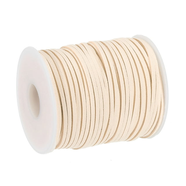Unique Bargains 49.21 Yards 2.6mm Flat Leather Cord Suede String for DIY Crafts, Beige 1 Roll