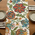 thumbnail image 5 of Paisley Boho Floral Table Runner, Vintage Flowers Botanical Washable Cotton Linen Table Runners 108 Inches Long, Dresser Scarf Runner for Dining/Living Room/Kitchen/Square Tables 13''x108'', 5 of 9