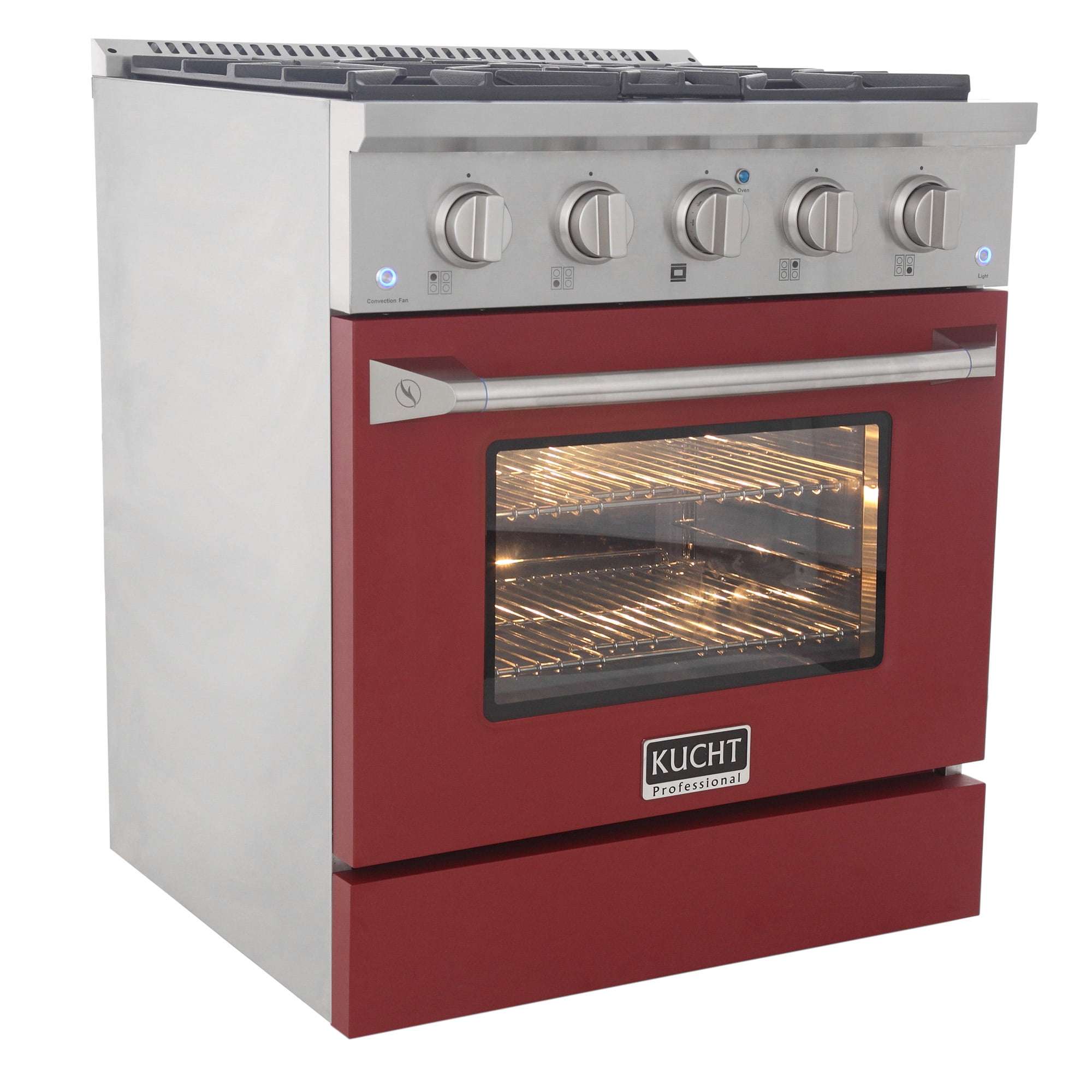 30 in. 4.2 cu. ft. Dual Fuel Range Natural Gas Convection Oven in Red.