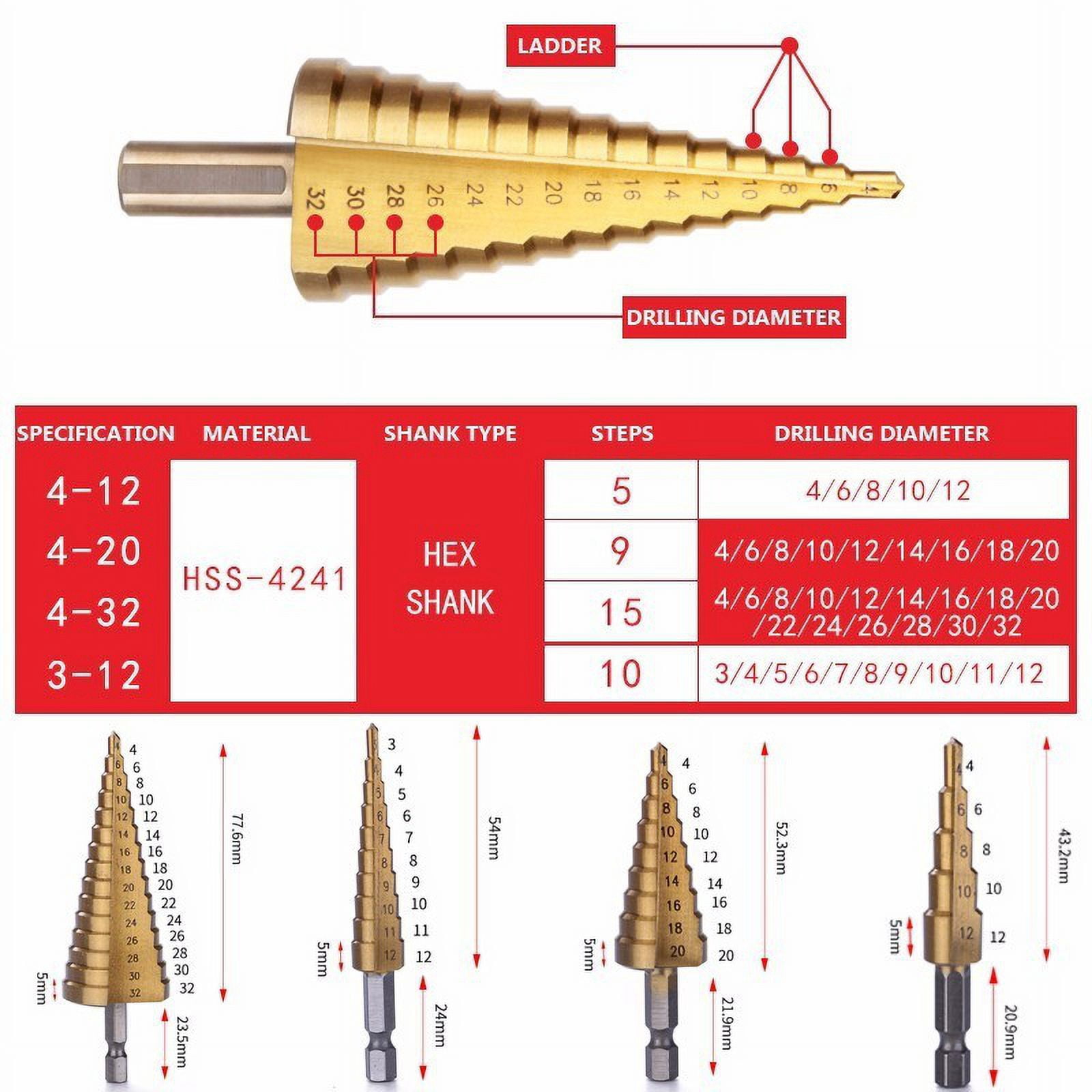Step Drill Bit Saw Drill Bit Set Titanium 4-12 4-20 4-32mm Wood Metal Hole Cutter Cone Drills Drilling Tool 3 6 8mm Twist Drill - 1420 - View #11
