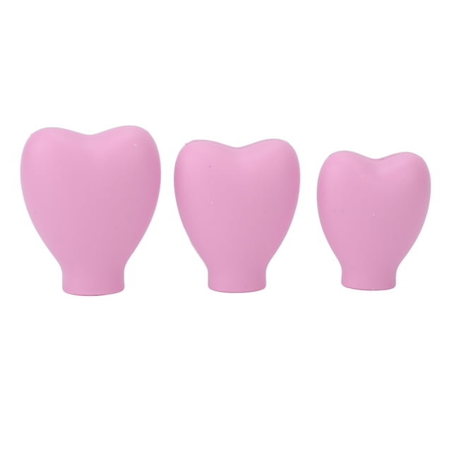 3 fundas para brochas de maquillaje, portátiles, de silicona, con forma de corazón, color rosa