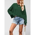 thumbnail image 6 of Women'S Sweater Fall Crew Neck Batwing Sleeve Pullover Sweaters Green S, 6 of 7