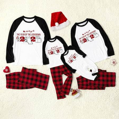 

Fanvereka 2 Peice Pajams Cute Set Christmas Parent-Child Family Matching Plaid Lounge Set Top + Long Pants/Baby Jumpsuit