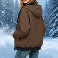 thumbnail image 6 of Fleece Lined Hooded Windbreaker for Women, Fall Winter Waterproof Long Sleeve Outdoor Hiking Fashion Jackets, S-XXL, 6 of 7