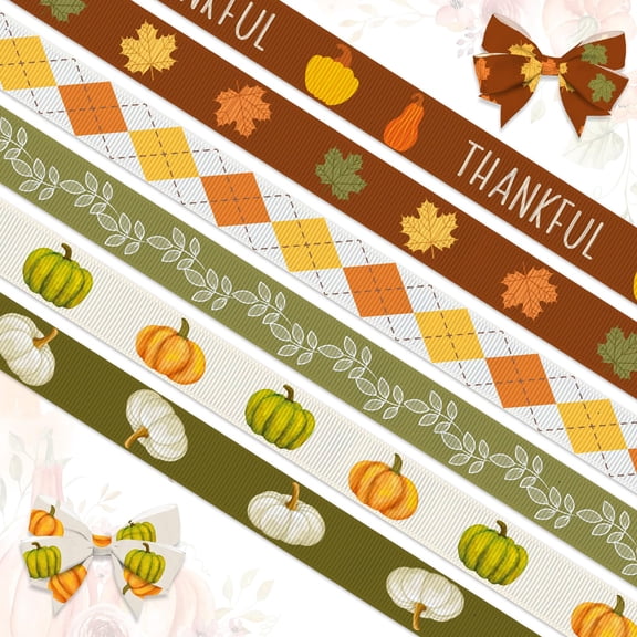 Hying 6 Rolls 30 Yards Thanksgiving Fall Ribbons Autumn Harvest Ribbons for Craft Wrapping