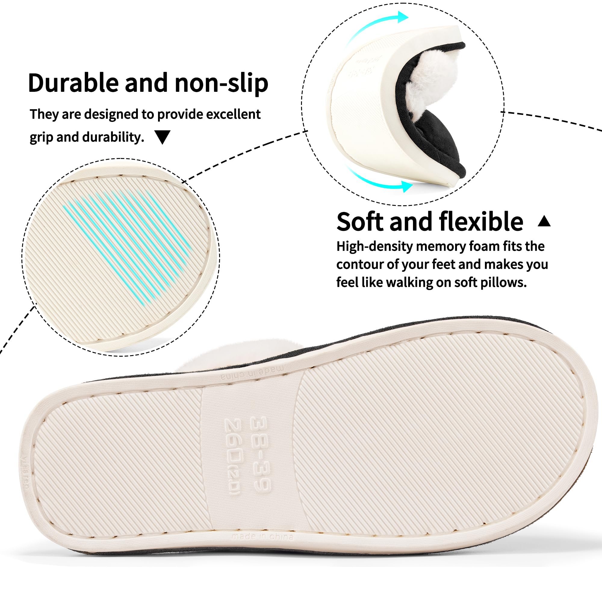 Ecetana Women's Fuzzy Memory Foam House Slippers photo 5