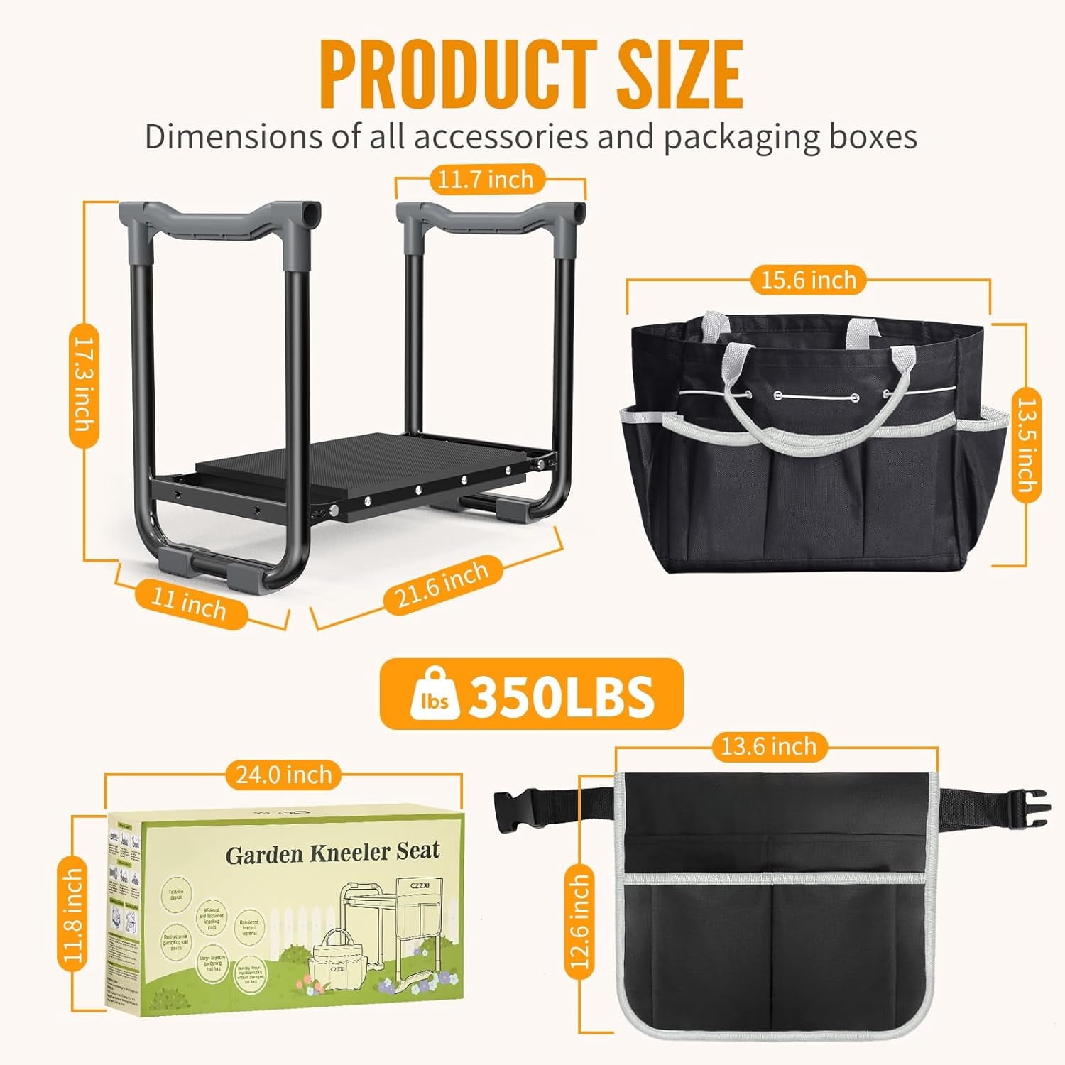 Garden Kneeler and Seat, Wider and Thicker Kneeling Pad Heavy Duty Gardening Stool with Gardening Tool Pouch and Bag, Garden Bench/Chair Gifts for Women, Seniors
