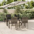 thumbnail image 1 of vidaXL 5 Piece Garden Dining Set with Cushions Black and Grey Poly Rattan, 1 of 5